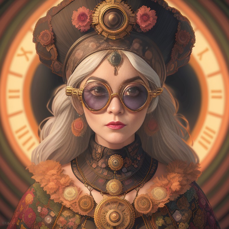 (Painting:1.3) of (steampunkgranny:1.0) style, upper body close-up portrait of 1girl danahamm, female focus, necklace, lip...