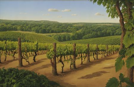 style of Roger Dean, vineyard ,terrace ,orchard ,garden ,coppice ,arboretum ,