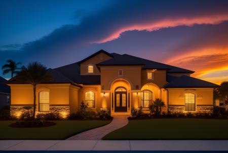 sunset, Florida, Sarasota, real estate, dramatic sunset, clouds, golden hour, golden ratio composition,  intricate detail , 8k, , dynamic, cinematic, ultra-detailed, full background,  epic location, vacation photography, magical location, epic, sparkle, glitter, scenery, ((no humans)), drizzle, beautiful, (shiny:1.2), monolithic, bloom:0.4, sparkle, extremely detailed, multicolored fire theme, alluring lighting, rim lighting, HD. Photography real estate photography by Larry Hanna, Jason Miller, Anthony Dimaano, Alex Tonetti, Shawn Talbot.