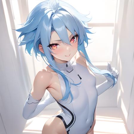 white heart red eyes, white hair, symbol shaped pupil, power symbol tsunako artstyle