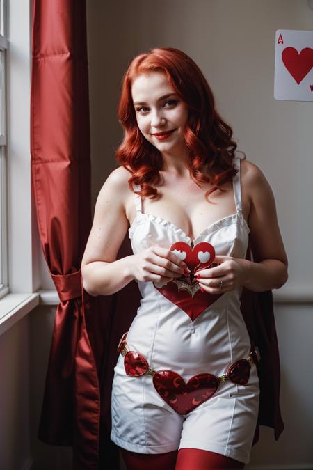 cute smiling 1girl,killer queen,queen of hearts (card),joker (card),pun,cowboy shot,white and red hair,light and shadow,white and red theme, <lora:LowRA:0.15>, RAW photo, full sharp, wallpapper 8k uhd, dslr, soft lighting, high quality, film grain, Fujifilm XT3