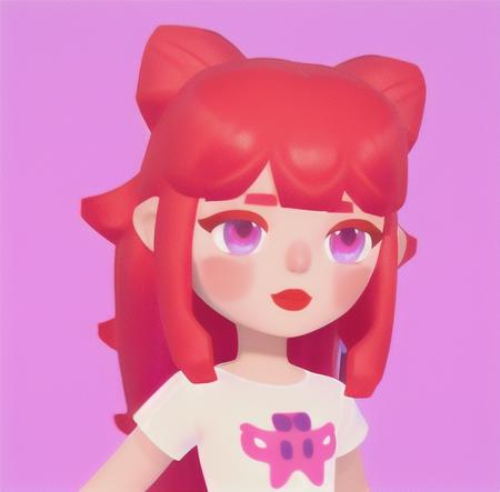 <lora:getaisoft3d:0.7>,solo,soft art style, 1girl, solo, long hair, blush, red eyes,purple eyes, upper body, red hair, short sleeves, shirt, 3d,happy