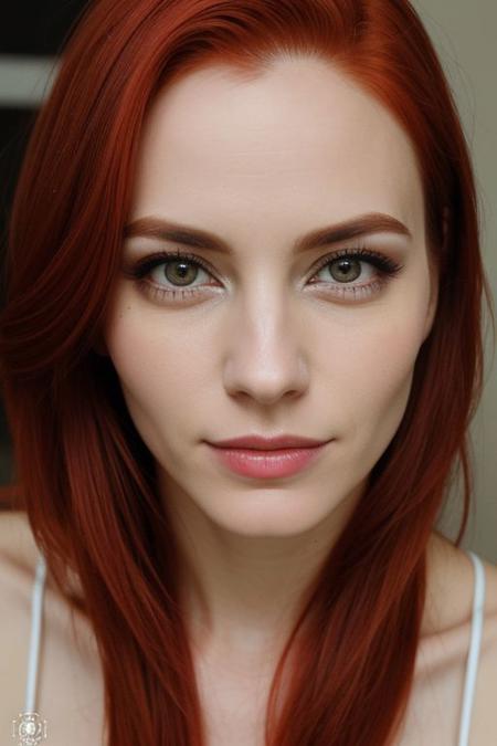 <lora:lena:0.47>, realistic photo of lena, a woman, red hair, sexy face, standing, (masterpiece:1.1), (best quality:1.1), (intricate details), flash photography