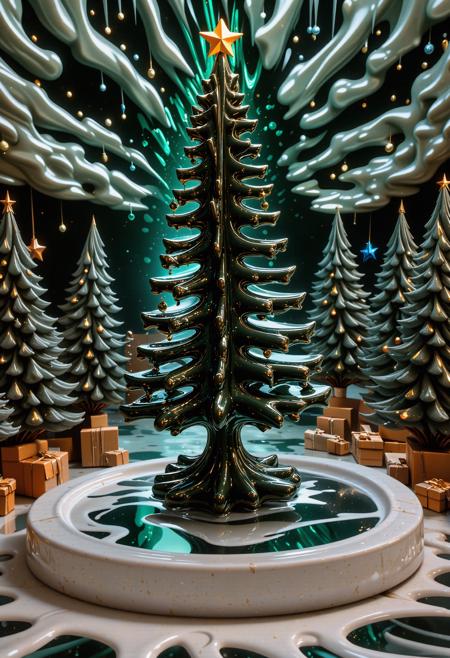 top-notch Digital art, Charming pond and Draco constellation in background, intricate background, landscape of a (strange liquid marble, liquid marble, a christmas tree ornament, various decorations, lighting fixtures, details, surreal:1.3) and Macho Moorish Tropical waterfall, from inside of a Strapless Kiev, at Dusk, cinema art, (cinema art designed by Fatih Akin:1.3) , (Francis Ford Coppola:1.1) , (Roger Deakins:0.8) , Graphic novel, Confused, Synthpunk, Fish-eye Lens, Fujicolor, nightmare fuel, Film grain, wallpaper, artstation, cinematic, colorful