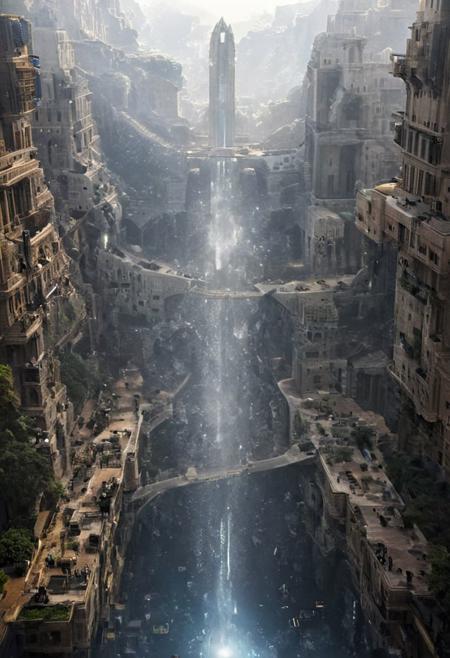 POV view , DOF,
(Ancient civilization, Alien Prometheus movie scene, dune movie scene:1.5), (The colonial city of the future, in the mist-filled Grand Canyon, on an unknown Earth-like planet, 2 moon on sky, Spaceship flight connects colonies, waterfulls:1.3), (Machu Picchu, a mountain settlement, incredibly spectacular:1.2), (Mario Botta:1.3), (avant-garde, future, reality, science fiction, photorealistic), (modern architecture:1.2), White limestone with black granite, fountain, waterfall, landmark, square, path, narrow street,
(Large Files, Ultra Realistic, 8K, 16k, FHD, HD, VFX, Perfect, Photography, composition, Architecture Sales Photography, Architecture Competition, Ultra High Resolution, Cinematography, High Resolution Image:1.1), (dramatic lighting, direct sunlight, ray tracing, clear shadow:1.2),  (real landscape:1.1), (blurred background:1.0), (urban background, more_details) ,
great lighting, clear, hillscastel, <stardeaf-cold-arc>, xtower, industrialbuilding