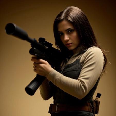 warrior woman holding sniper rifle