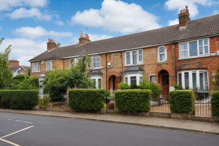 {high|low} angle,  wide angle photo, english houses, london, terraced houses,  {Georgian|Victorian|Edwardian|30s Semi} house, {bay windows|}, {gable|}, {chimneys|}, {rendered|brick} wall, bushes, {arched doorway|}, {low wall around front yard|}, {pavement|}, {straight|slanted} roof, <lora:add_detail:0.5>, blue skies, cloudy
 <lora:english house front_epoch_5:0.3>, RAW photo, 8k uhd, dslr, soft lighting, high quality, film grain, Fujifilm XT3, lr