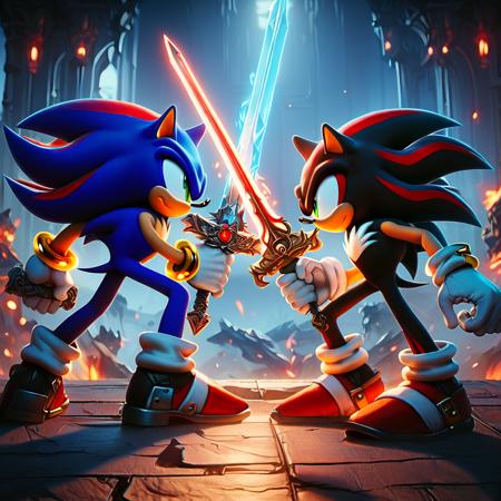 Pony & XL Sword Duel - by HailoKnight Pony
