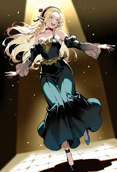 Black-Gold Evening Gown - Clothing