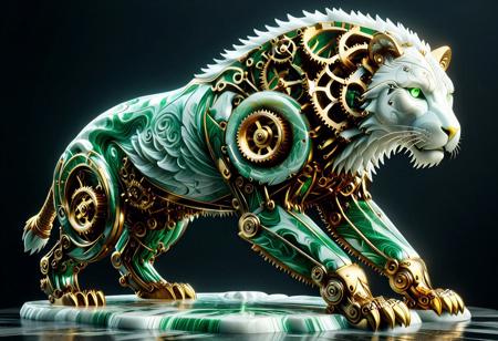 Excellent quality, masterpiece, high resolution, intricate and detailed,
(cs-cr1stal-v2:1.2),
figure composed of a single huge brilliant, sculpture of a (eolo:1.1) in white and green liquid marble, translucent, gold veins,
translucent, ethereal, majestic, detailed digital art, close-up, ground shot,
dark background, g3ars, gears