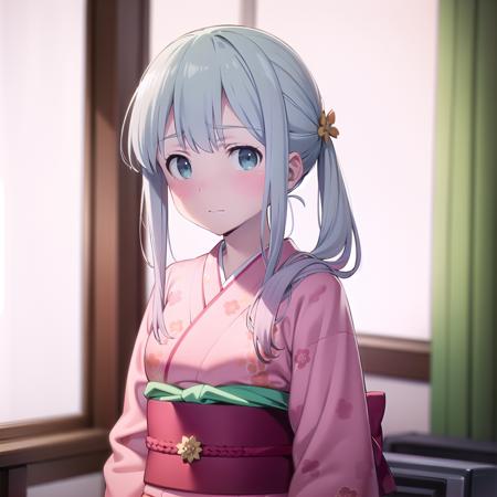 best quality, (masterpiece:1.2), highly detailed, indoors, bedroom, anime style,
1girl, solo, <lora:chara_Eromanga-sensei_Sagiri_v1:0.7>, sagiri, closed mouth, blush, looking at the viewer, standing,
grey hair, long hair, multicolored hair, blue eyes, side ponytail, pinkj bow, japanese clothes, obi, pink kimono, sash