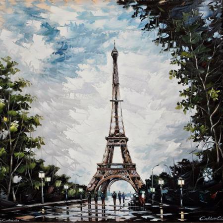 a Eiffel Tower,  <lora:Name:1> by palette knife