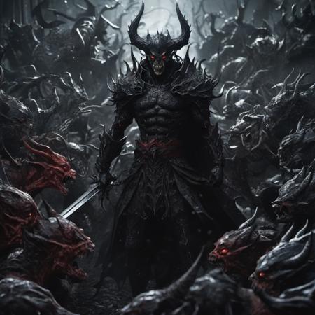 cinematic photo horror-themed, gothic style, manga style, epic battle  men vs demons,  art by Kentaro Miura, vibrant, high-energy, detailed, iconic, Japanese comic style, dark, mysterious, haunting, dramatic, ornate, detailed, eerie, unsettling, dark, spooky, suspenseful, grim, highly detailed, long shot,  <lora:more_details:1> . 35mm photograph, film, bokeh, professional, 4k, highly detailed