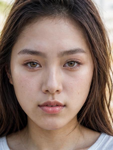 close-up portrait of a stunning 20 year old Korean model with bright hazel eyes, beautiful lips, no makeup, natural, hard shadows, soft lighting, sharp focus, skin details