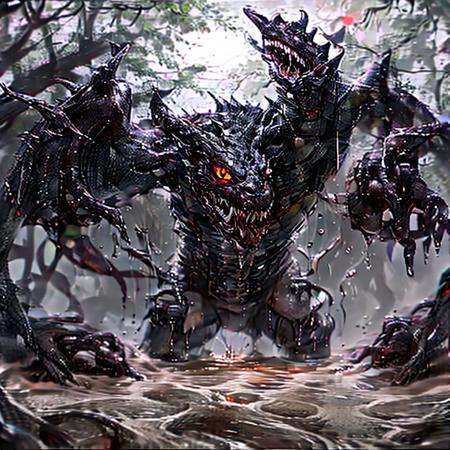 monster , VEMON,no humans, monster, horns, teeth, red eyes, open mouth, sharp teeth, solo, claws, extra eyes<lora:venommonster-000008:1>