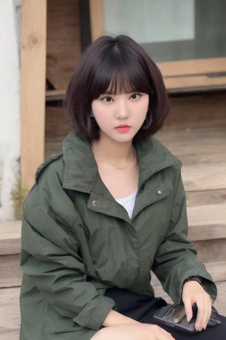 eunha, (bob hair:1.1), hair bangs
,best quality, realistic, photorealistic,ultra detailed,extremely detailed face 
 <lora:eunha-c2-000002:0.8>