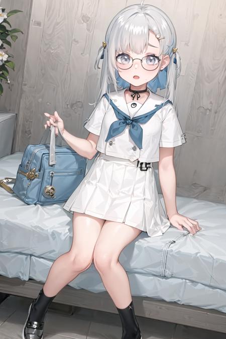 (masterpiece, best quality), (1girl, solo),
(bedroom)
<lora:yuaVR_a5:0.7>, vr-yua, white skirt, glasses, full body, bag, bandaid, sailor collar, shoes