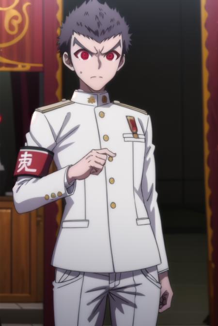 kiyotakaishimaru, <lora:kiyotaka ishimaru s1-lora-nochekaiser:1>,
kiyotaka ishimaru, short hair, bangs, black hair, (red eyes:1.3), male focus, very short hair,
BREAK long sleeves, jacket, pants, uniform, white jacket, armband, pocket, medal,
BREAK outdoors, classroom,
BREAK looking at viewer, (cowboy shot:1.5),
BREAK <lyco:GoodHands-beta2:1>, (masterpiece:1.2), best quality, high resolution, unity 8k wallpaper, (illustration:0.8), (beautiful detailed eyes:1.6), extremely detailed face, perfect lighting, extremely detailed CG, (perfect hands, perfect anatomy),