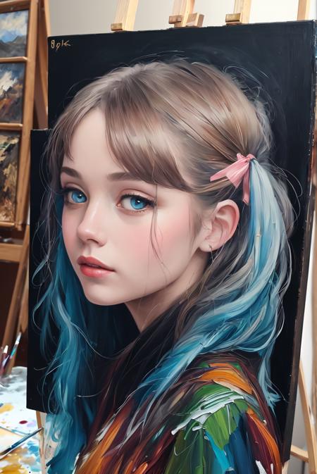 (8k, best quality, masterpiece:1.2),(best quality:1.0), (ultra highres:1.0), watercolor, a beautiful woman, shoulder, hair ribbons, by agnes cecile, half body portrait, extremely luminous bright design, pastel colors, (ink:1.3), autumn lights, moody gray colors , gritty, messy stylestyle of Alexey Savrasov, Ivan Shishkin, Ilya Repin, (cel shaded:1.2), 2d, (oil painting:1.2) highly detailed