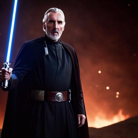 cinematic film still of  <lora:Count Dooku Darth Tyranus:1>
Count Dooku Darth Tyranus a man in a star wars outfit holding a lightsaber in star wars universe, shallow depth of field, vignette, highly detailed, high budget, bokeh, cinemascope, moody, epic, gorgeous, film grain, grainy