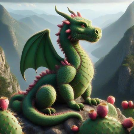 dragon in a mountain  <lora:Prickly Pear Style v1:1>, Prickly Pear Style,
