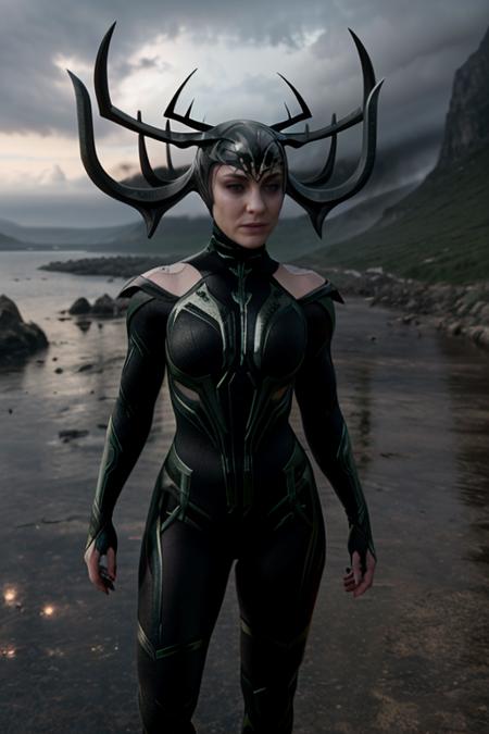 real, atmospheric scene, masterpiece, best quality, (detailed face, detail skin texture, ultra-detailed body),
<lora:hela_thorragnarok_lora_smf_v2-000005:0.9>, 1girl, h3l4g6-smf, antlers helmet, realistic, outdoors, cloud, sky, armor, cloudy sky, upper body, closed mouth, nail polish, black nails, lips, bodysuit, short hair