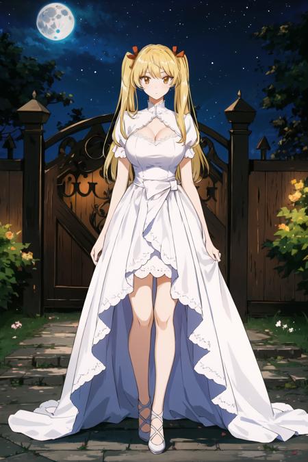 best quality,masterpiece,looking at viewer,huge filesize,(full body:1.1),
depth of field,<lora:103423215:0.5>,1girl,breasts,1girl,wedding dress,Forest Castle,Castle Gate,The Middle Ages,A girl in a wedding dress standing at the castle gate,Night,starry sky,Moon,<lora:002-æ ¡å­æ¨¡ç³å¤§ç-æ³½è¿ç±çV2:0.7> ,sawachika eri,blonde hair,twintails,orange eyes,long hair,