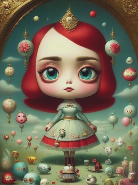 <lyco:MarkRyden:1.0> mark ryden inspired imagination Pixar woman made. of paint, ultra hd,