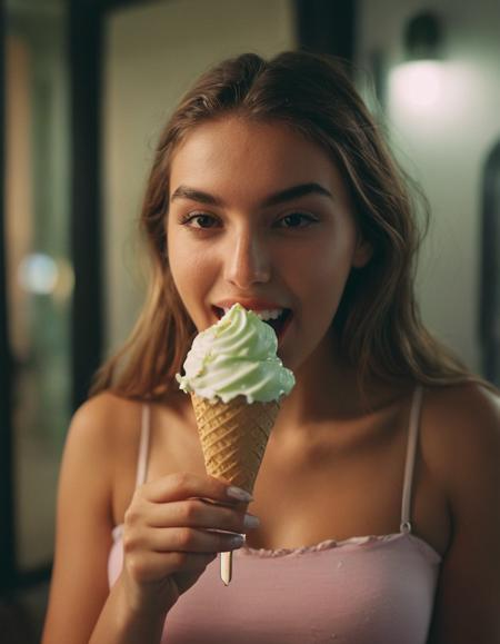 photograph chica ucraniana comiendo un Helado, ultra realista, 20 años de edad, con una cara alegre y sonriente, 50mm . cinematic 4k epic detailed 4k epic detailed photograph shot on kodak detailed cinematic hbo dark moody, 35mm photo, grainy, vignette, vintage, Kodachrome, Lomography, stained, highly detailed, found footage, chica ucraniana comiendo un Helado, ultra realista, 20 años de edad, con una cara alegre y sonriente, glossy surreal, highly detailed, ambient, sharp focus, epic breathtaking, intricate, pristine, symmetry, extremely aesthetic, cinematic, stunning, brave, illuminated, spiritual, light, crisp