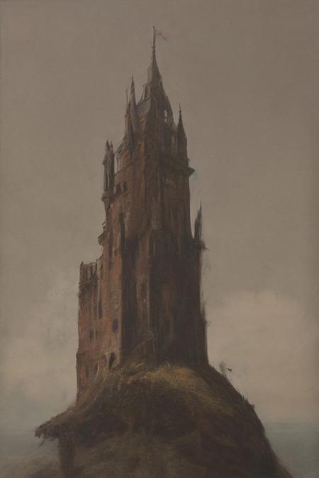 oil painting, of a castle on a cliff, forest, night, a flock of bats flying in the dark sky, reddish moon, clouds tainted red, dark theme, still life, shadows, haunted castle