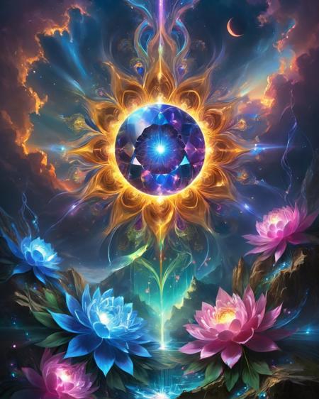 breathtaking ethereal fantasy concept art of  Crystalcore geometric fractals, prismatic refraction, liquid gem textures, sacred geometry ,best quality, masterpiece, extremely detailed,professional  art,professional painting,an extremely delicate and beautiful,dynamic,great lighting,perfect shading,professional shading,depth of field,side soft light, elegant,gorgeous,highly detailed,full shot,uncropped,pure genious,absolutely perfect,highly detailed,breathtaking,
Aquatic-human hybrids harvesting electricity from storms, Mountains draped in velvet auroras avalanches of gemstone shards,  a permanent solar eclipse with neon-limned corona, Groves of protoplasmic peonies shape-shifting hourly, decades compressed into diurnal cycles, rains of self-assembling nano-paint, ,
<lora:tbh102-sdxl:0.15> style of Andreas Achenbach,
 <lora:PsychedelicDream-xl-10:0.5> psychedelicdream,
<lora:add-detail-xl:1>,
<lora:detailed_notrigger:1>, 
<lora:greg_rutkowski_xl_2:0.15> greg rutkowski,
<lora:Hyperdetailed_Illustration:0.3>  ArsMJStyle, HyperDetailed Illustration,, magnificent, celestial, ethereal, painterly, epic, majestic, magical, fantasy art, cover art, dreamy, masterpiece, award-winning, professional, highly detailed