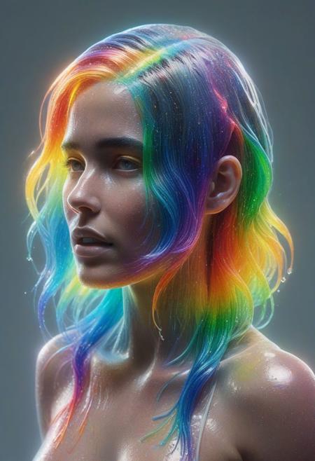 <lora:Cosmic Rainbow V1:0.8>
dripping colors, 
slime hair, rainbow hair, 
liquid matter, ral-czmcrnbw