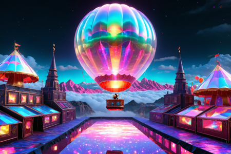 masterpiece, best quality, , a city in the clouds with a holographic aura with h4v_h0l0 effects, holographic buildings glowing with neon lights, holographic bridges shimmering with prismatic reflections, and floating holographic platforms, solo, with neon vaporwave tones, glowing in pinks, purples, and blues with holographic shimmer, surprised glow, with a holographic shimmer, wide-eyed wonder, a holographic circus arena with glowing tents, holographic spotlights casting prismatic light, and neon props, detailed background, crafting holographic steampunk gadgets, with glowing gears and prismatic steam, playful, with holographic sparkles, vibrant energy, side profile shot, full body visible, a holographic balloon with prismatic reflections, floating nearby, on holographic lava, glowing with fiery reds and prismatic sparkles, holographic wind, gusts with prismatic light trails, swirling clouds, holographic mid evening, deep purple sky with prismatic stars, cool air, best quality, vibrant colors, photorealistic style, high detail, high-definition, hyper-realistic, extremely high-resolution details, fine texture, incredibly lifelike, realistic, not cartoon, not drawing, highres, 4K resolution, source photo, realistic photo, masterpiece, best quality, amazing quality, very aesthetic, ultra-detailed, detailed textures, holographic light reflections, cyber neon colors, glowing blues, greens, and purples with holographic shimmer, ethereal glow, soft and mystical with holographic shimmer, three-quarter view shot, full body visible, <lora:Holography:1>
