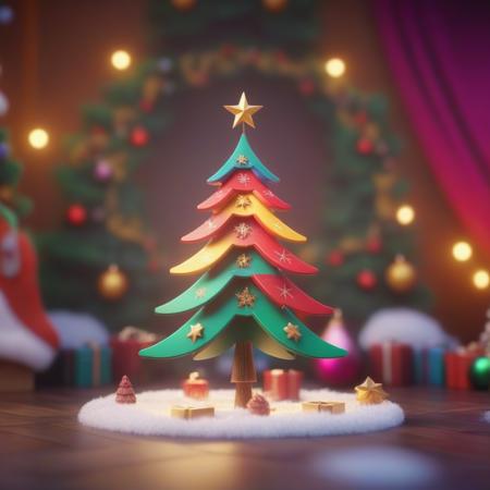 (Board game:1.2),octane render, a festive a lively christmas tree with splending decorations and beautiful color lighting, against a winter wonderland background of colorful banners and colors,festive, deep rich colors, soft warm lighting, festive, joyful, 8k, highly detailed,