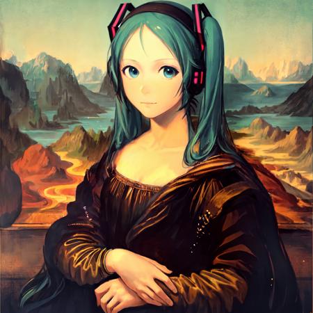 a\(Mona Lisa\), 1girl, solo, Hatsune Miku