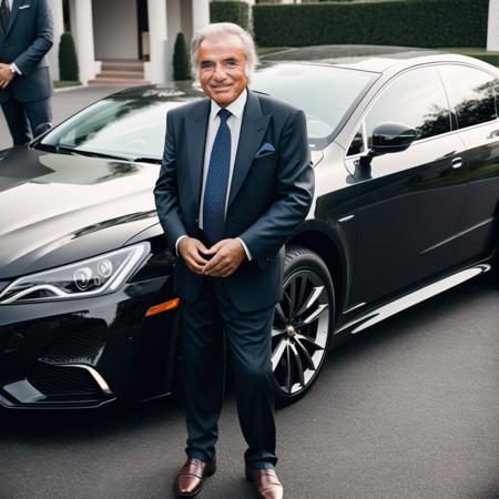 photo of old man dressed with a suit, detailed face, high quality, full body, standing around a luxury car, 8k   <lyco:locon_perfecteyes_v1_from_v1_64_32:0.75> <lora:menem:1>