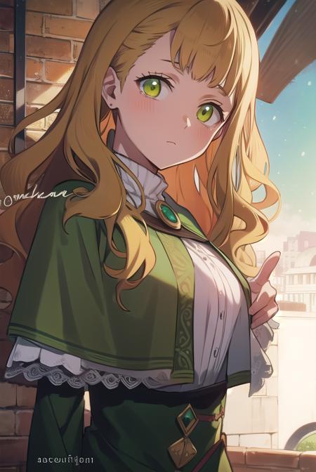 mimosavermillion, <lyco:mimosavermillion-lyco-nochekaiser:1>,
mimosa vermillion, brown hair, (green eyes:1.5), blunt bangs, bangs, medium hair, wavy hair,
BREAK dress, capelet, long sleeves,
BREAK looking at viewer,
BREAK outdoors,
BREAK <lora:GoodHands-vanilla:1>, (masterpiece:1.2), best quality, high resolution, unity 8k wallpaper, (illustration:0.8), (beautiful detailed eyes:1.6), extremely detailed face, perfect lighting, extremely detailed CG, (perfect hands, perfect anatomy),