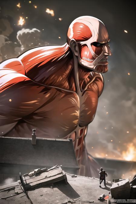 <lora:colossal_titan_v0.1:1>
colossal titan, breaking, destroying wall, debris, upper body,, masterpiece, best quality, highly detailed