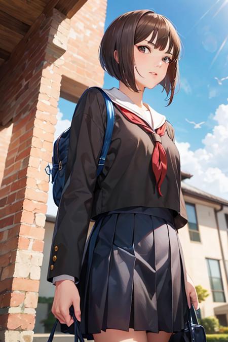 ikuno brown hair black eyes school_uniform