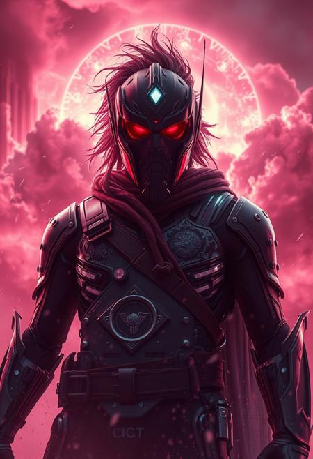 A modern future grand epic scene in surreal infrared tones, intense dramatic weather, amazing lens glow lighting, depicting a heroic figure with otherworldly appearance, stormy skies, and high tension.