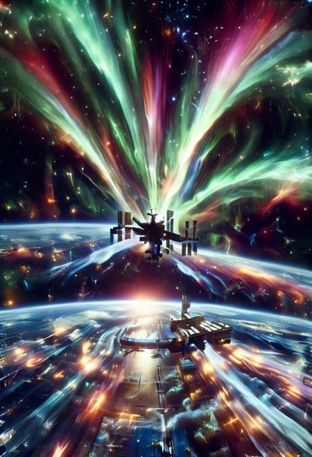 morph-aurora,(medium full shot) space, International Space Station. 
<lora:aurora_0_100_V1-000009:1>