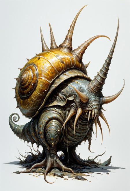 full body, lineart, concept art, a misshapen, beefy slug-like snail-like monster stands on a tentacle-like foot, glowing eyes, big teeth, watercolor wash, approaching perfection, pure form,  minimalistic, unfinished, concept art by Brian Froud and Carne Griffiths, intricate details, 8k post production, high resolution, hyperdetailed, trending on artstation, sharp focus, studio photo, intricate details, highly detailed, by greg rutkowski<lora:xl_more_art-full_v1:0.5>
dungeon and dragon , fantasy,  detailed_eye_model, white background, red olive yellow