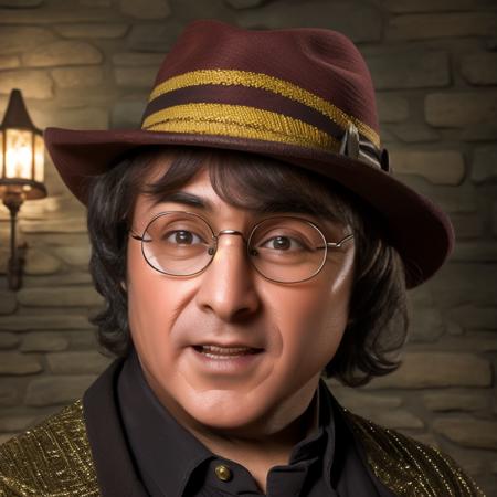 portrait of sks man dressed like (Harry Potter:1) with hat, glasses and detailed environment, high detailed face, 8k,<lora:maravilla:1>