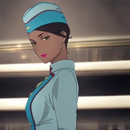 Haunzen Flight attendant Dark skinned lady (Mobile suit Gundam Hathaway's flash)