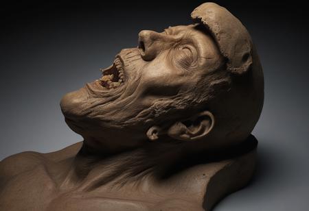 Intriguing human artifacts. 3D painting that illustrates the history of humanity