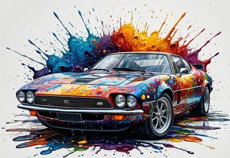 Finely detailed vector illustration. classic sports car, universe, ultra realistic quality,circle symbols,white background, oil painting, hyperdetailed, intricately detailed,  triadic colors,fantastical,intricate detail,splash screen,complementary colors, fantasy concept art, 8k resolution, masterpiece,oil painting,heavy strokes,paint dripping.