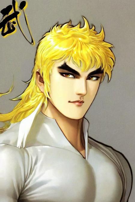 wushen（style）, 1boy, yellow hair，close up，muscular male, good face，handsome，good eyes，clear face，upper body，solo