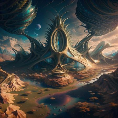 wallpaper, background, scenic landscape, tessellated,  topographic style, psychedelic, highly detailed, sharp focus, fractal, <lora:XSArchi_127:0.9>