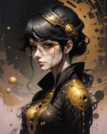 Portrait of a woman, glasses,  <lora:glddrp:1> glddrp