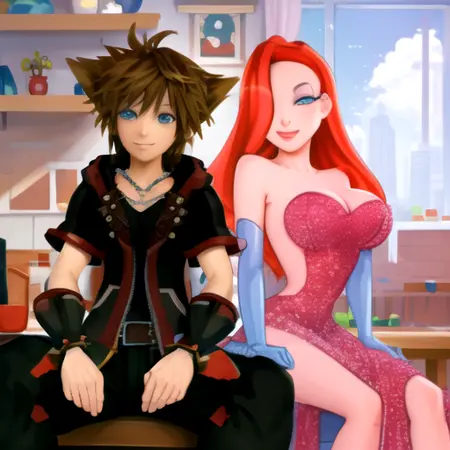 Sora x Jessica Rabbits (Kingdom Hearts x Who Framed Roger Rabbits)